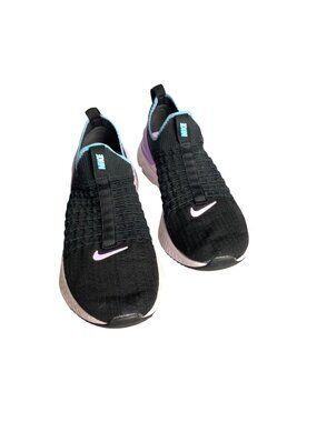 Nike Womens React Phantom Run Flyknit 2 Black/Purple Slip-On Running Shoes Size